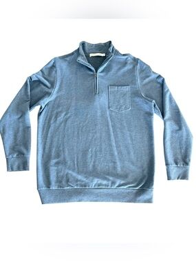 Criquet Blue 1/4 Zip Sweater Pullover Long Sleeve Mock Neck Logo Pocket